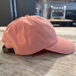 NWT J. Crew Washed Canvas Baseball Cap Hat Leather Strap Vivid Peach $59.50